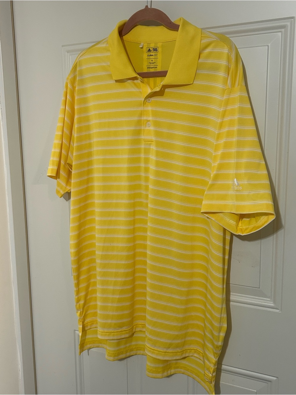 adidas Yellow and White Striped Polo Shirt